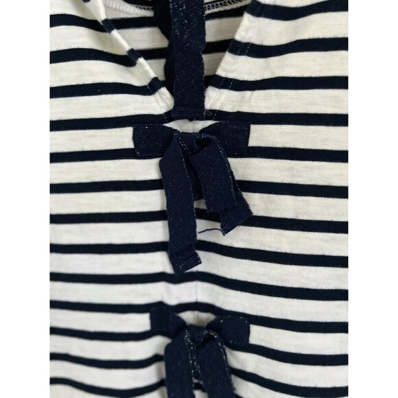 J.Crew Nautical Top Navy & White Striped Long-Sleeve Bow-Back Crewneck Size XSma - Picture 4 of 9
